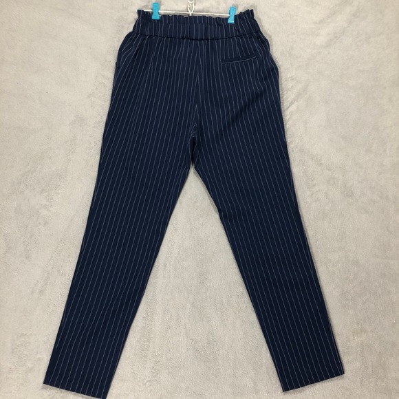 Style Rack Pinstripe Pants High Waist‎ Paper Bag Waist Casual Blue Size Large - Picture 6 of 7